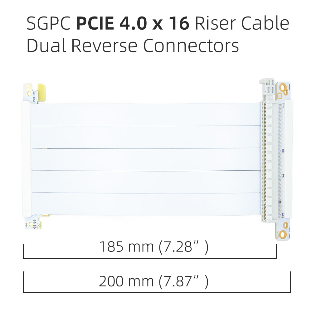 White PCIe 4.0 x16 Riser Cable - Compatible with K39/K49/K59/K39PRO/K49PRO Cases